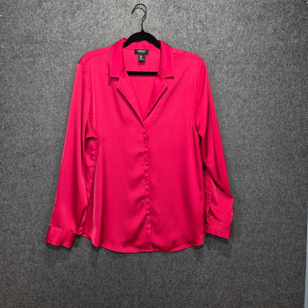 Jones & Co by Jones New York Satin Blouse L Chic Romantic Classic Staple